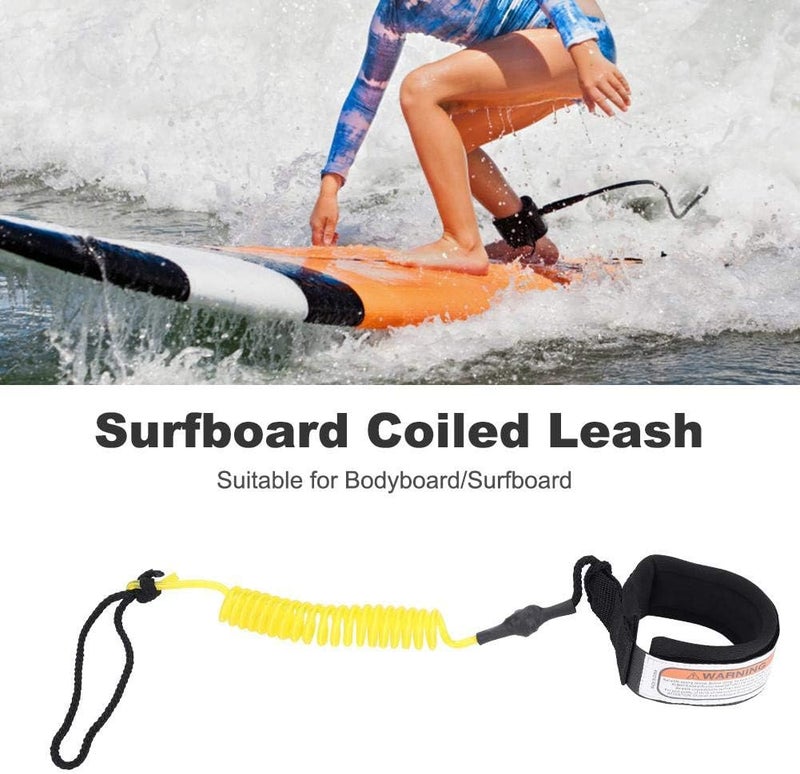 woobles Surfboard Leg Leash,Coiled Surfboard Leash Ankle Cuff Safety SUP Leash for Inflatable Paddle Board Snowboard Black - Image 2